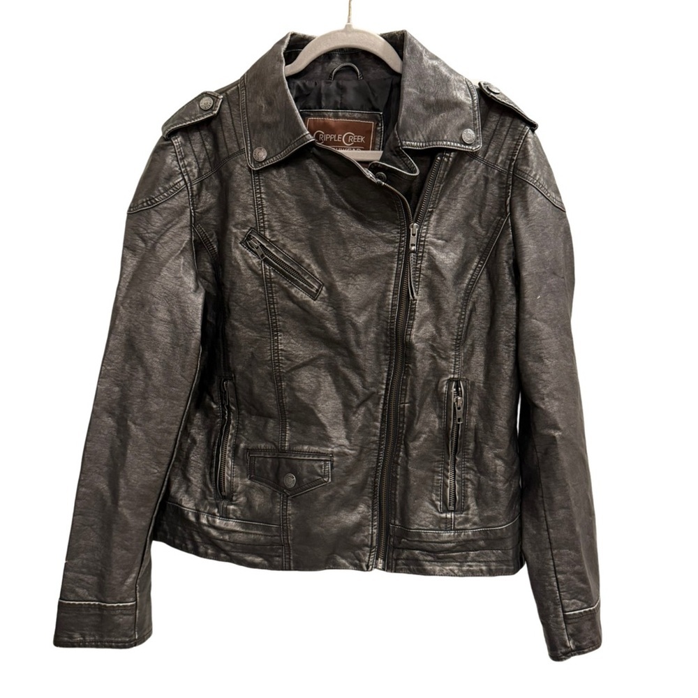 CRIPPLE CREEK RANCHWEAR Moto Style Leather Jacket
Distressed Black Large